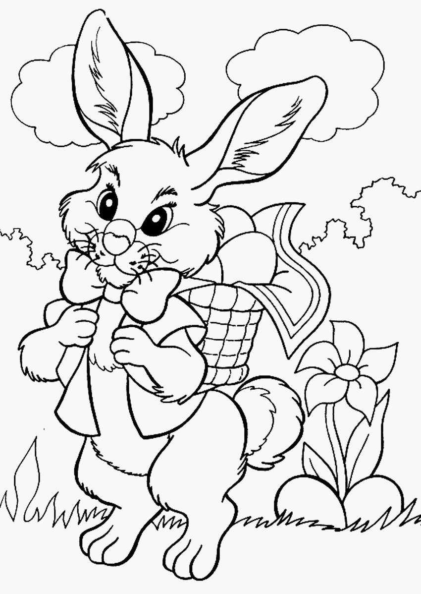 coloriage lapin portant des oeufs de paques